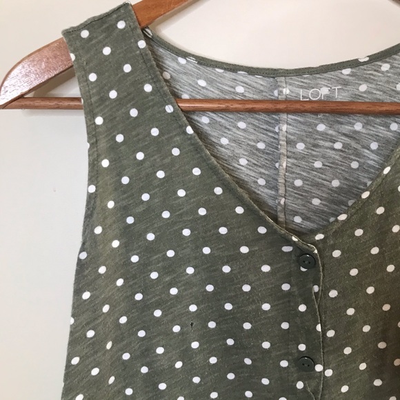 [Loft] Green & White Polka Dot Tank - Picture 3 of 9